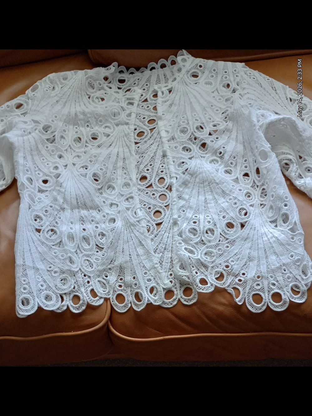 White Lace Crochet Open-Front Women's Top